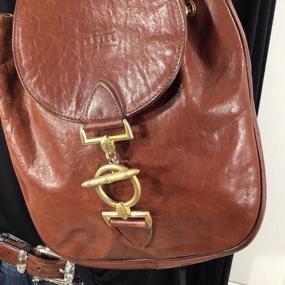 Vintage French Texier leather sling backpack bag main image 15